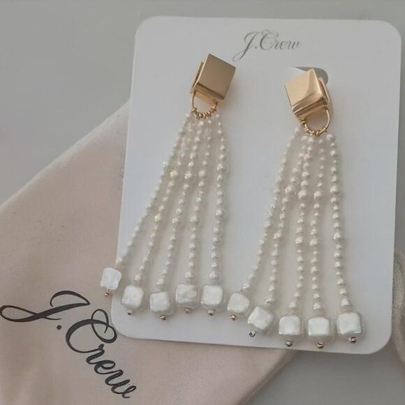J. Crew Freshwater Pearl Statement Earrings NWT - Picture 2 of 7